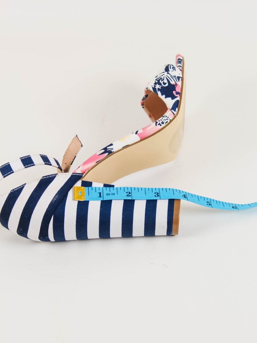 JustFab Lena Floral Stripe Block Heel Sandals Size 10 - Picture 10 of 10